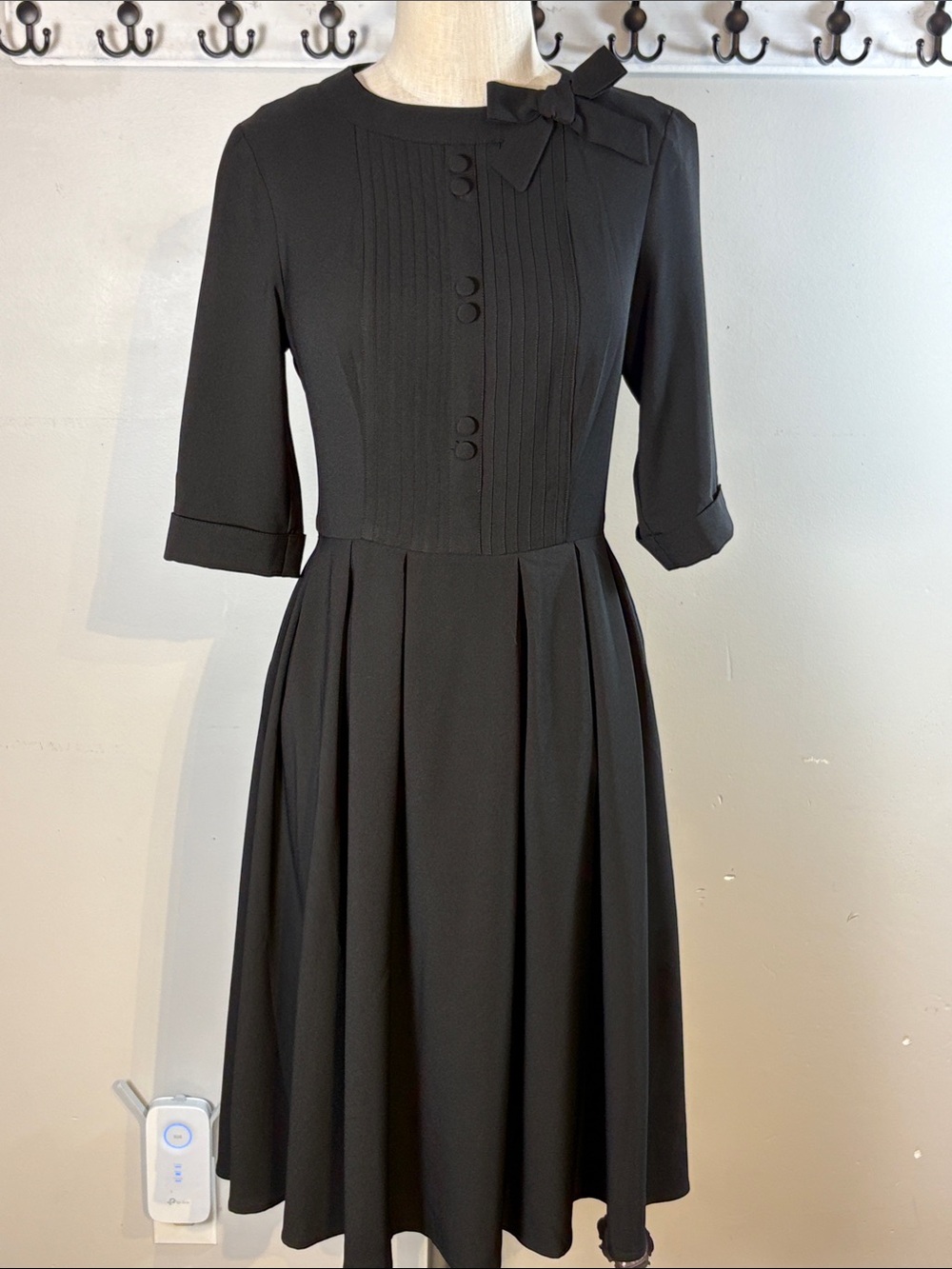 Hell Bunny Vixen Black Midi Dress with Bow Detail Nwt Size small